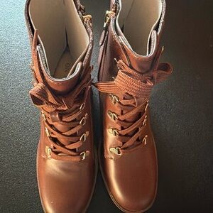 On 34th Elegant Burnt Copper Ankle Booties Zipper closing
